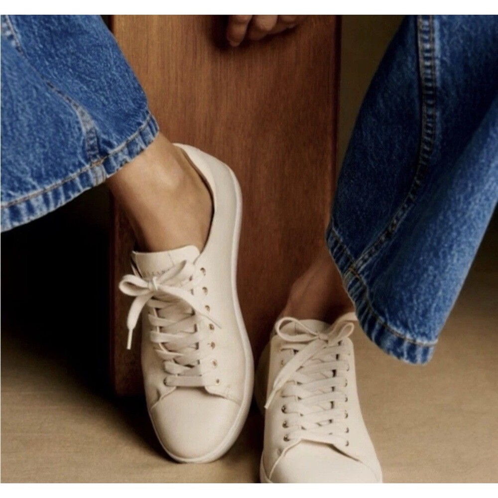 Sézane Jack Trainers Cream White Leather Sneakers 36 US 5.5 Copenhagen Tennis